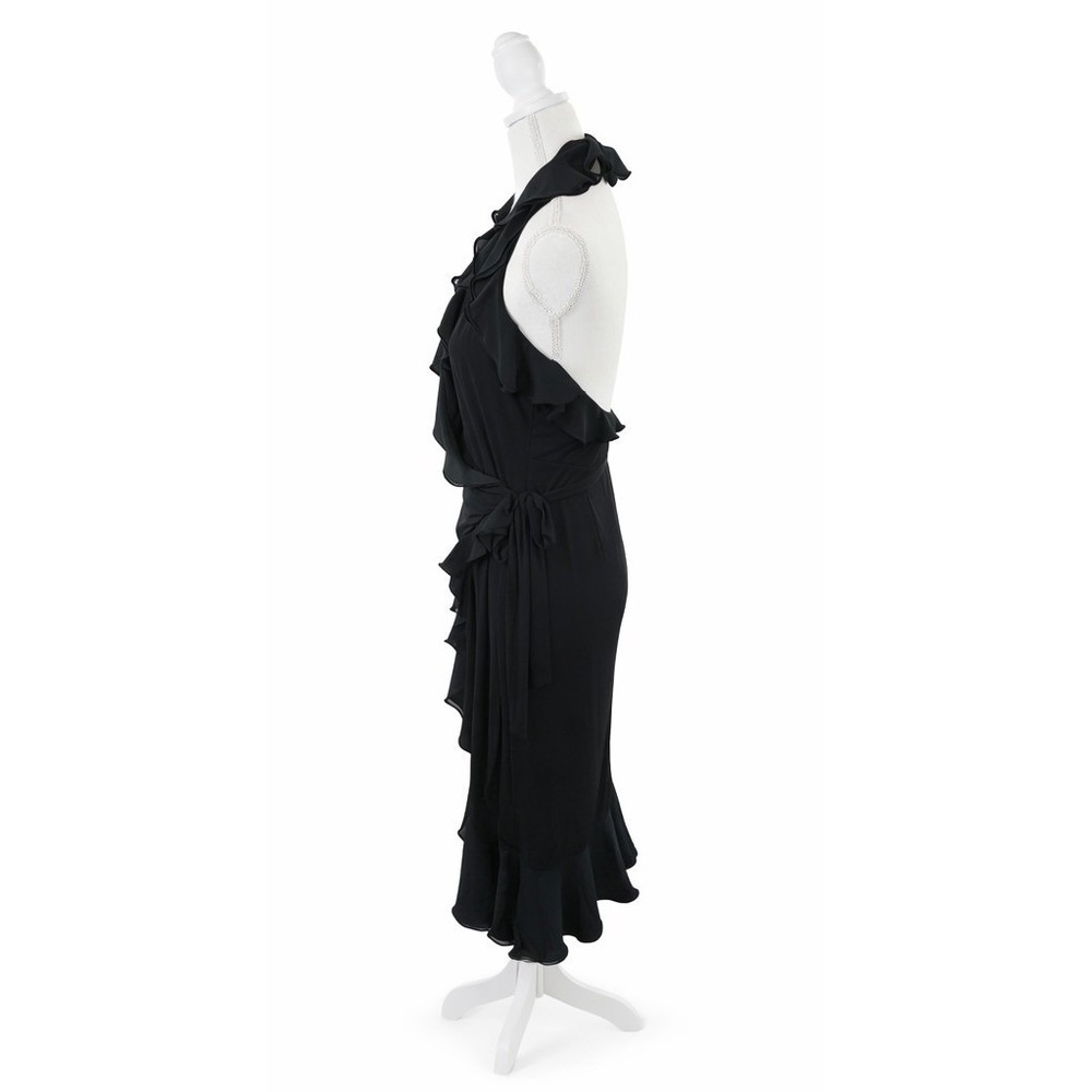 Anthropologie Halter Ruffle Asymmetrical Midi Dress Black Size Small - Picture 6 of 9